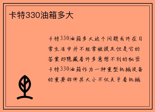 卡特330油箱多大